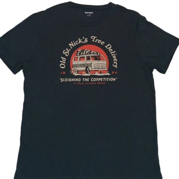 Old St. Nick's Tree Delivery Tee Size Large Christmas Tshirt Brand Old Navy C - Picture 2 of 6